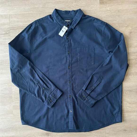 Men's Express Button Up Shirt NWT Blue SZ XXL - Picture 1 of 7